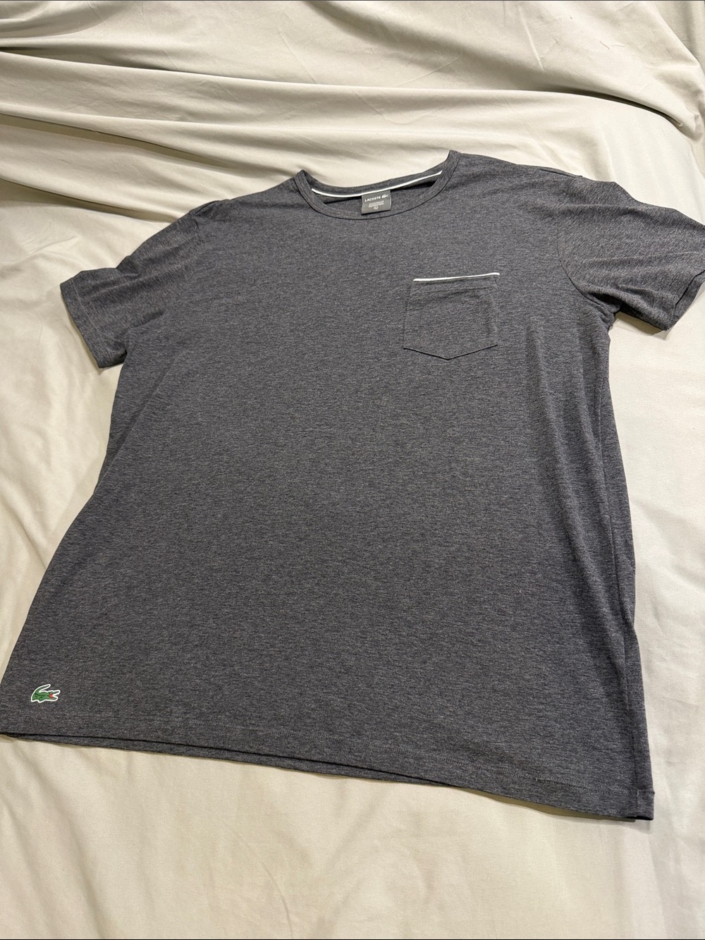 Lacoste Men’s Dark Heather Gray Short-Sleeve Pocket Tee